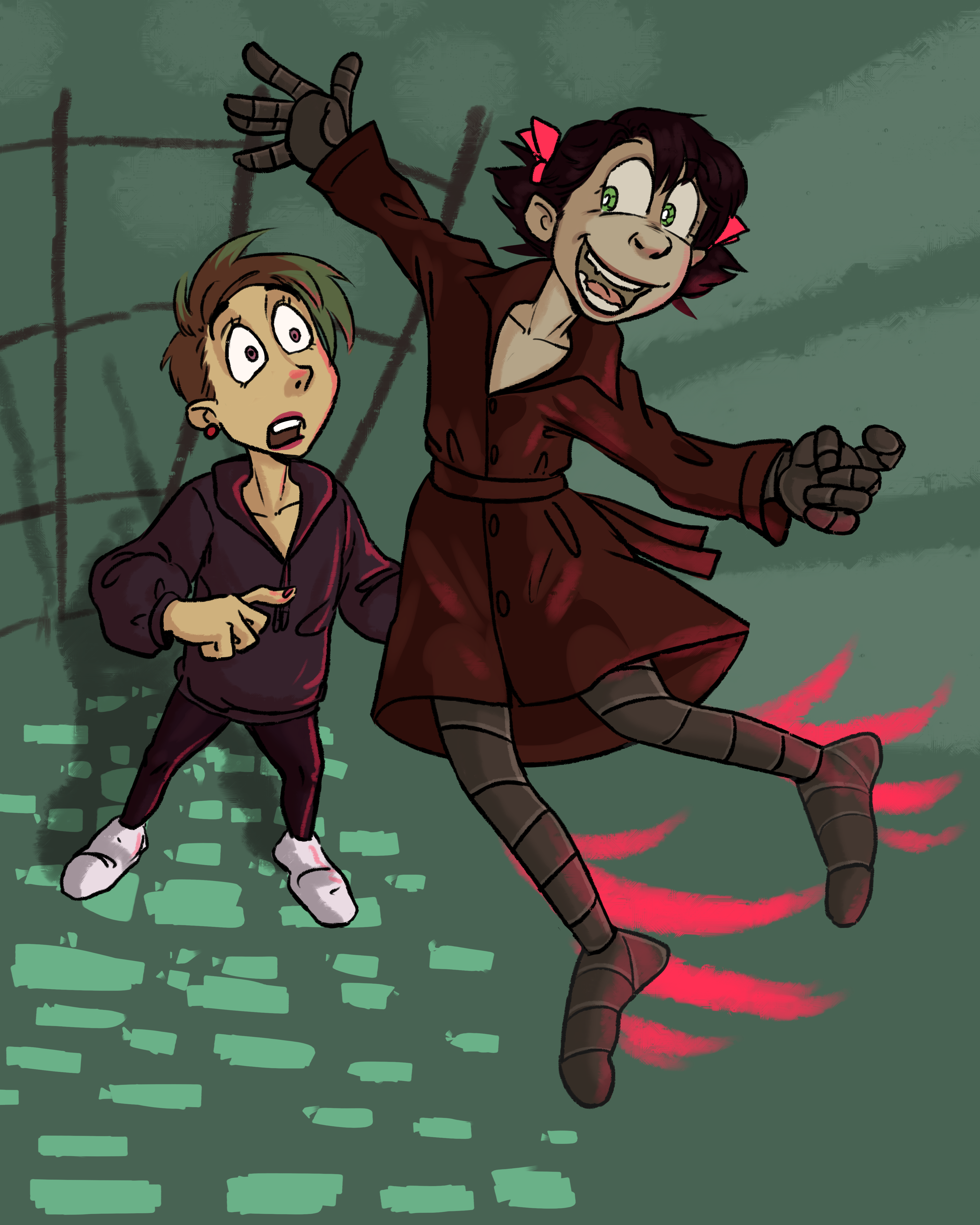 Алисинья (летит) и Неманя (стоит)